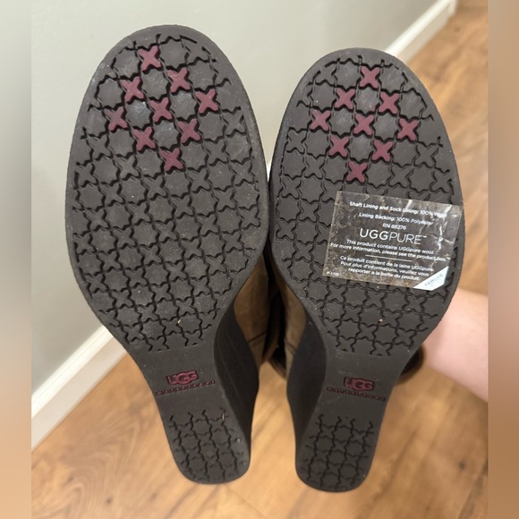 UGG Renatta Wedge Waterproof Leather Stout Boots Size 7 - Picture 8 of 9